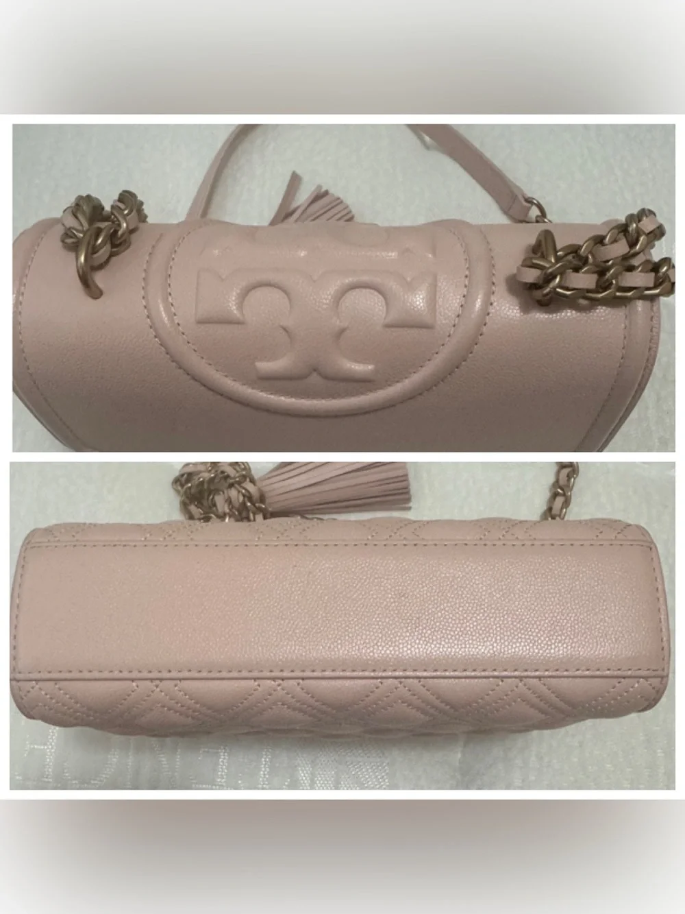 TORY BURCH Blush Fleming Soft Grain Small Convertible Shoulder Bag